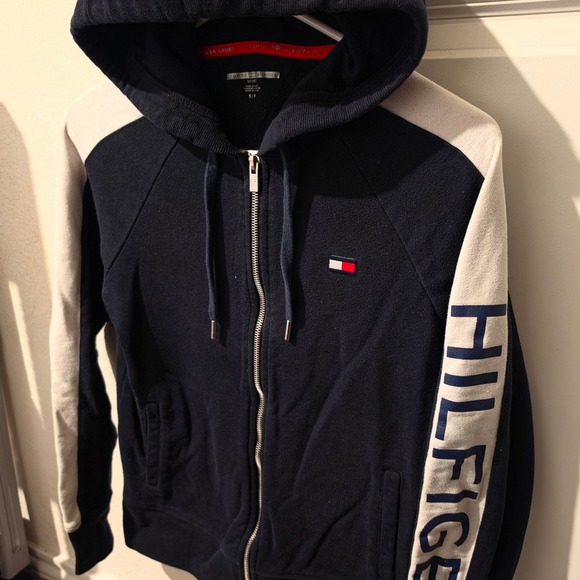 Tommy Hilfiger Tops - Tommy Hilfiger Sport Womens Full Zip Hoodie Black White Colorblock Small